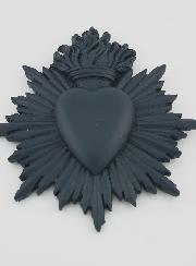 Mural Ex voto Corazón Radiante 17 cm - Azul Grisáceo