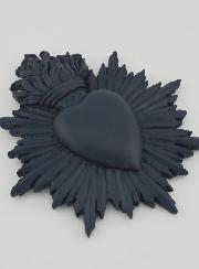 Mural Ex voto Corazón Radiante 17 cm - Azul Grisáceo