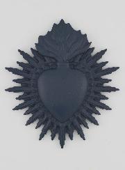 Mural Ex voto Corazón Radiante 11 cm - Azul Grisáceo
