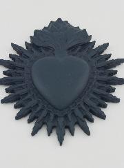 Mural Ex voto Corazón Radiante 11 cm - Azul Grisáceo