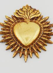 Mural Ex Voto Corazón Radiante 11cm - Dorado