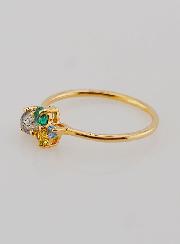 Anillo de Labradorita bañado en Oro y Circonitas - Talla 54