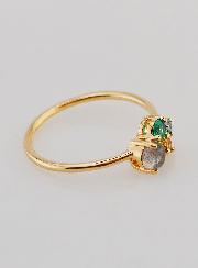 Anillo de Labradorita bañado en Oro y Circonitas - Talla 54