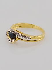 Anillo de zafiro bañado en oro y circonita - Talla 54