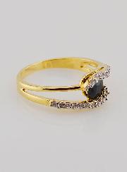 Anillo de zafiro bañado en oro y circonita - Talla 54