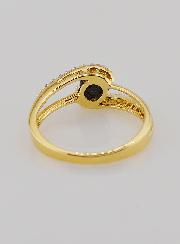 Anillo de zafiro bañado en oro y circonita - Talla 54