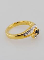 Anillo bañado en oro de zafiro y circonita - Talla 54