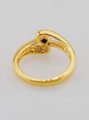 Anillo bañado en oro de zafiro y circonita - Talla 54