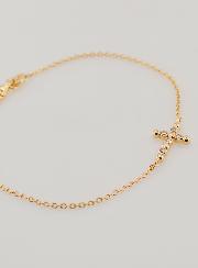 Pulsera religiosa bañada en oro - Cruz de circonita redonda