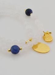 Pulsera Rosario en Piedras de Jade Blanco y Sodalita - Nuestra Sra. de Guadalupe