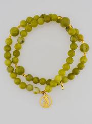 Pulsera Rosario de Jade Verde y Virgen María