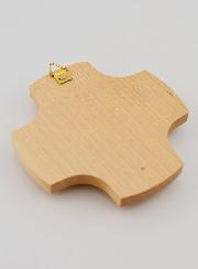 Cruz de madera de arce y pez ictus de cristal - 9 cm
