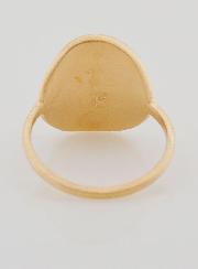 Anillo con Cruz de Cristo Tallada - Bañado en Oro - Talla 60