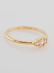 Anillo de circonita Trinidad bañado en oro - T58