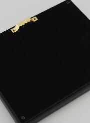 Mural Exvoto Corazón Negro y Dorado sobre Terciopelo - 16 cm