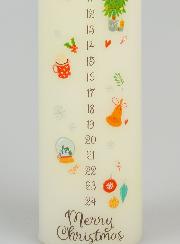 Vela de Adviento con decoración tradicional - 25 cm