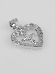 Colgante de cruz de corazón en plata 925 - 16 mm