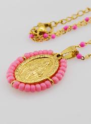 Medalla Milagrosa con cuentas + Cadena de Perlas Rosas