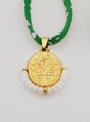 Medalla Milagrosa con Cuentas - Cordón Libertad Verde
