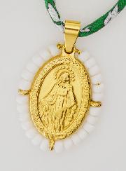Medalla Milagrosa con Cuentas - Cordón Libertad Verde