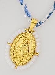 Medalla Milagrosa con Cuentas - Cordón Azul Libertad