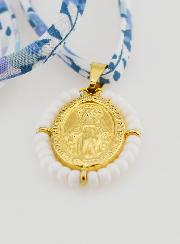 Collar Religioso con Cordón Liberty Azul - Milagrosa Perlada