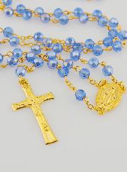Terço Medalha Milagrosa em Contas Facetadas – Azul