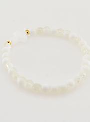 Pulsera religiosa con cruz y cuentas de vidrio blancas