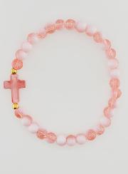 Pulsera religiosa con cruz y cuentas de vidrio rojas