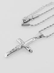 Collar religioso con la Cruz de Cristo en acero inoxidable plateado