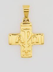 Colgante de Cruz Crismal Dorado - Paz, Alfa y Omega