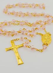 Terço em Cristal Rosa & Medalha Milagrosa