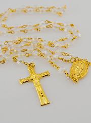 Terço em Cristal Branco & Medalha Milagrosa