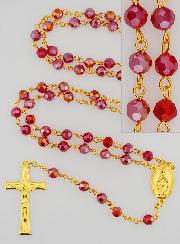 Terço em Cristal Vermelho & Medalha Milagrosa
