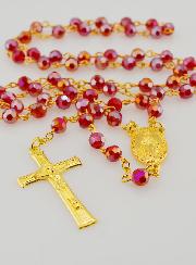 Terço em Cristal Vermelho & Medalha Milagrosa