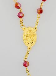 Terço em Cristal Vermelho & Medalha Milagrosa