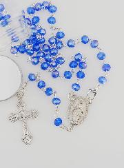 Rosario de Cristal Azul y Medalla Milagrosa