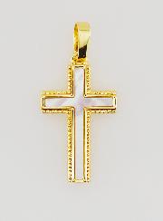 Colgante de cruz en nácar y latón dorado
