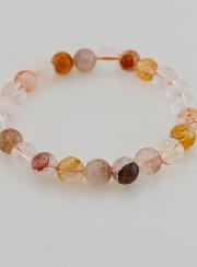 Pulsera en Piedra de Cuarzo Hematoide Multicolor - 8 mm