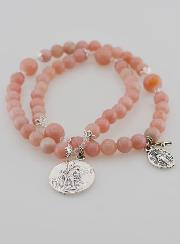 Rosario con la Medalla Milagrosa y San Miguel Arcángel en Ópalo Rosa