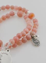 Rosario con la Medalla Milagrosa y San Miguel Arcángel en Ópalo Rosa