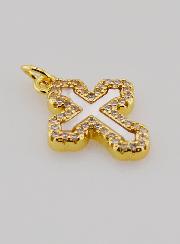 Colgante de cruz ortodoxa con diamantes de imitación y nácar - 17 mm
