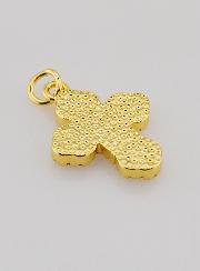 Colgante de cruz ortodoxa con diamantes de imitación y nácar - 17 mm
