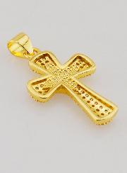 Colgante de cruz y estrella en latón y nácar - 22 mm