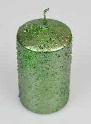 Vela navideña con purpurina - Verde abeto