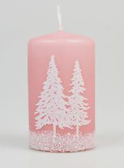 Vela decorativa con atmósfera invernal - Rosa claro