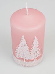 Vela decorativa con atmósfera invernal - Rosa claro