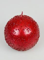 Vela de Decoración Esfera con Purpurina 8 cm - Rubí