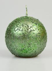 Vela de Decoración Esfera con Purpurina 8 cm - Verde Pino