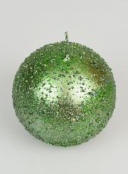 Vela de Decoración Esfera con Purpurina 8 cm - Verde Pino